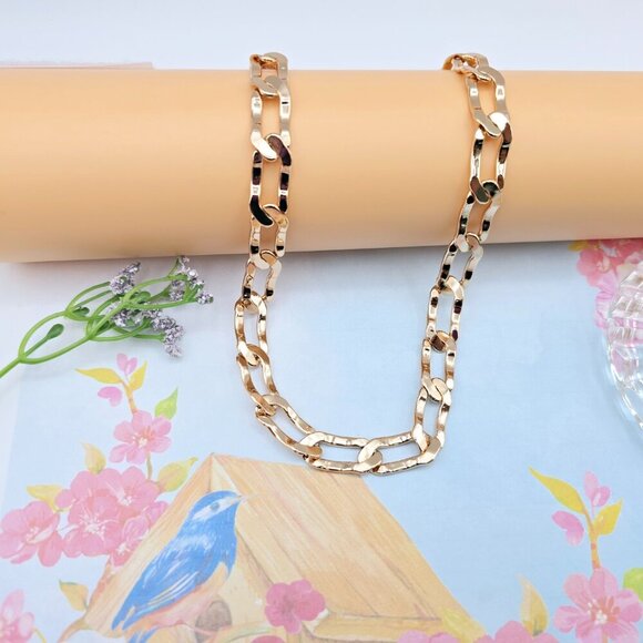 Rose Gold Chunky Link Necklace in High Shine Finish – 19.7 Inch, XPNL0071 - Picture 1 of 12